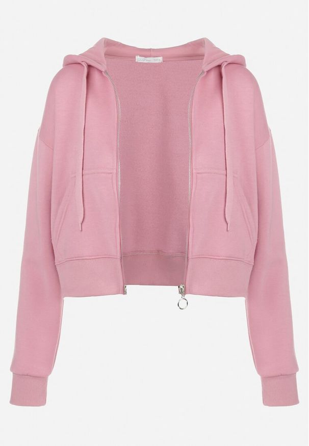 Born2be - Ciemnoróżowa Bluza Zasuwana z Kapturem Albika. Typ kołnierza: kaptur. Kolor: różowy. Materiał: dzianina, polar. Długość: krótkie. Wzór: gładki, jednolity