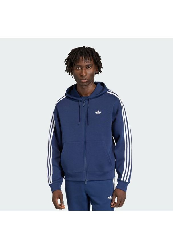 Adidas - adidas Bluza adicolor Spacer KD4086 Granatowy Loose Fit. Okazja: na spacer. Kolor: niebieski. Materiał: bawełna