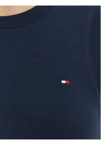 TOMMY HILFIGER - Tommy Hilfiger Top WW0WW47806 Granatowy Slim Fit. Kolor: niebieski. Materiał: bawełna #4