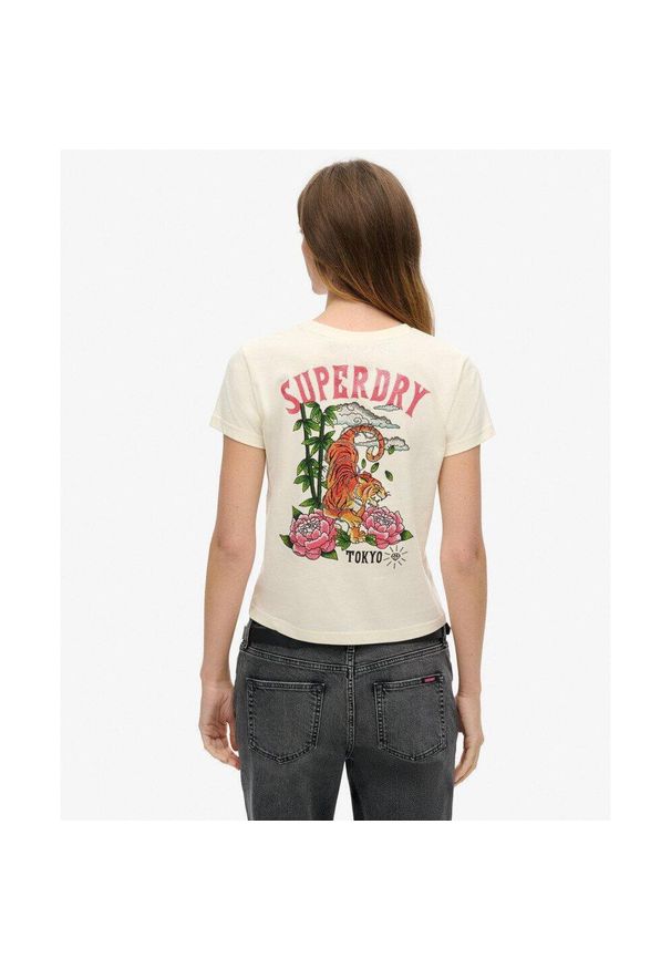 Superdry - Koszulka z kryształkami do tatuażu. Kolor: biały