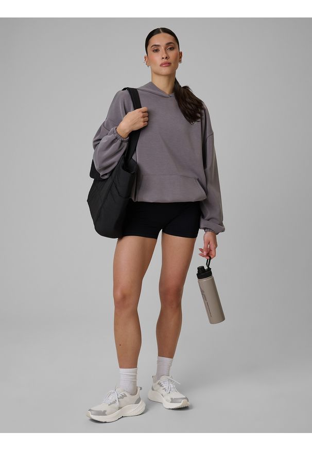 4f - 4F Legginsy krótkie treningowe bezszwowe damskie - czarne XS/S. Stan: podwyższony. Kolor: czarny. Materiał: skóra. Długość: krótkie. Sport: fitness