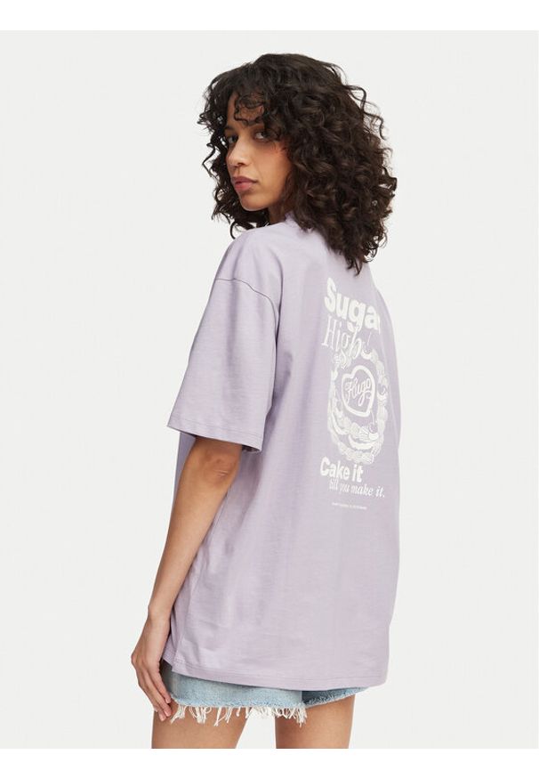 Hugo - HUGO T-Shirt Tee 50560772 Fioletowy Oversize. Kolor: fioletowy. Materiał: bawełna