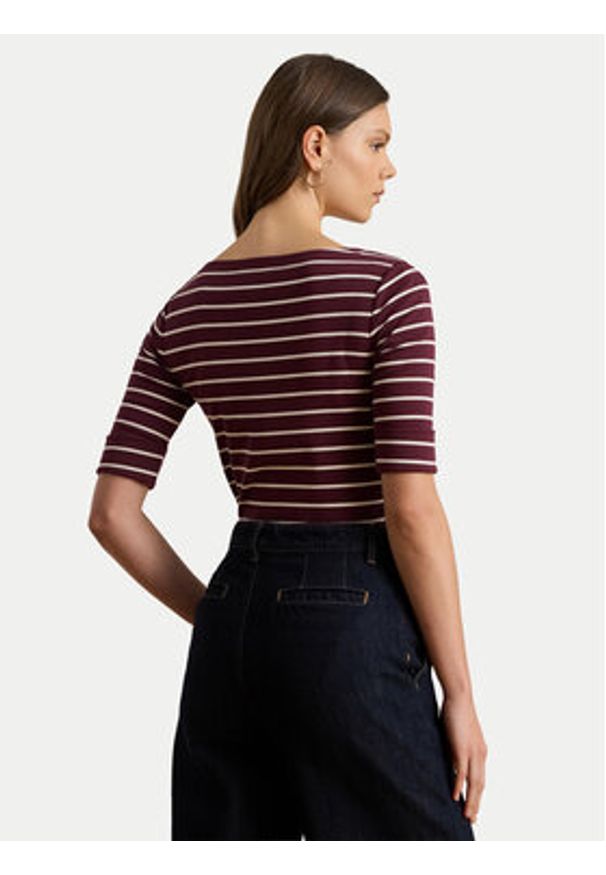 Lauren Ralph Lauren - LAUREN RALPH LAUREN Bluzka 200P03723001 Brązowy Slim Fit. Kolor: brązowy. Materiał: bawełna