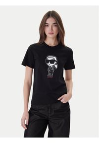 Karl Lagerfeld - KARL LAGERFELD T-Shirt A1W17126 Czarny Regular Fit. Typ kołnierza: dekolt w karo. Kolor: czarny. Materiał: bawełna #1