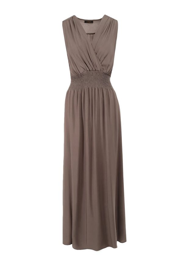 Born2be - Ciemnozielona Sukienka Clymiolea. Kolor: zielony. Materiał: tkanina, wiskoza. Długość rękawa: na ramiączkach. Wzór: jednolity. Typ sukienki: kopertowe. Styl: elegancki. Długość: maxi