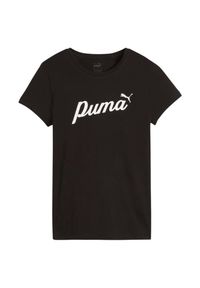 Puma - T-shirt Damski ESS+Script. Kolor: czarny. Sport: turystyka piesza #1