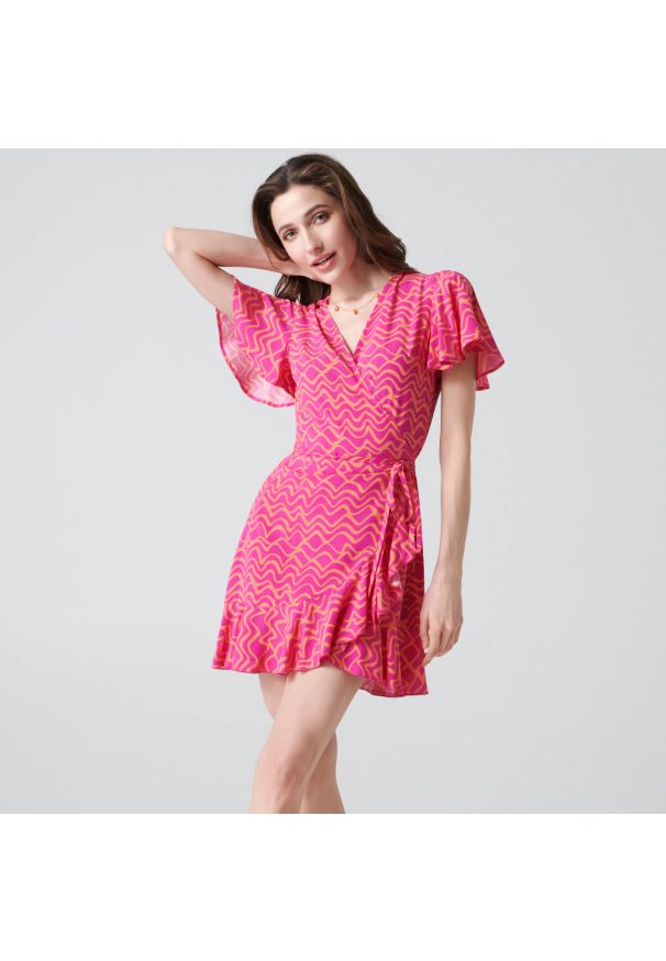 Sinsay - Sukienka ze wzorem - Różowy. Kolor: różowy