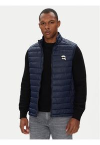 Karl Lagerfeld - KARL LAGERFELD Bezrękawnik 505711 553590 Granatowy Regular Fit. Typ kołnierza: dekolt w karo. Kolor: niebieski. Materiał: syntetyk. Długość rękawa: bez rękawów