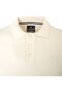 Dzianinowa Koszulka Polo - Pako Jeans - Ecru. Okazja: na co dzień. Typ kołnierza: polo. Kolor: brązowy, beżowy, wielokolorowy. Materiał: bawełna. Wzór: ze splotem. Styl: casual #3