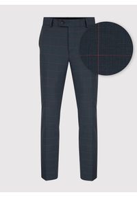 Pako Lorente - PAKO LORENTE – Granatowe spodnie garniturowe w bordową kratę Windowpane. Kolor: czerwony, niebieski, wielokolorowy. Materiał: poliester, wełna, elastan #7