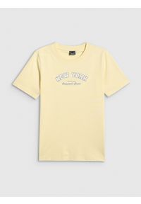 4f - 4F T-shirt regular z nadrukiem damski - żółty XXL. Okazja: na co dzień. Kolor: żółty. Wzór: nadruk. Styl: casual