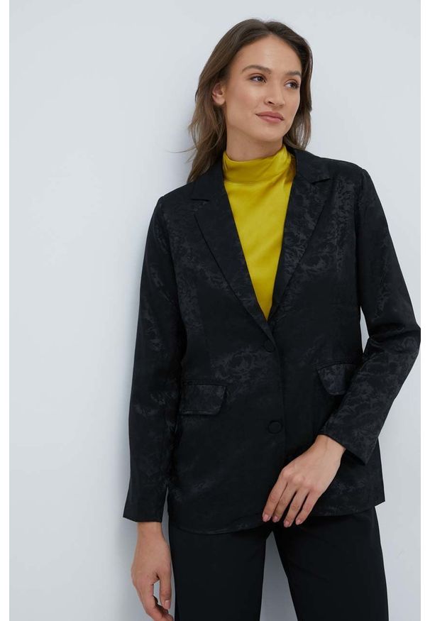 Y.A.S marynarka kolor czarny jednorzędowa wzorzysta. Okazja: na co dzień. Kolor: czarny. Styl: casual, klasyczny