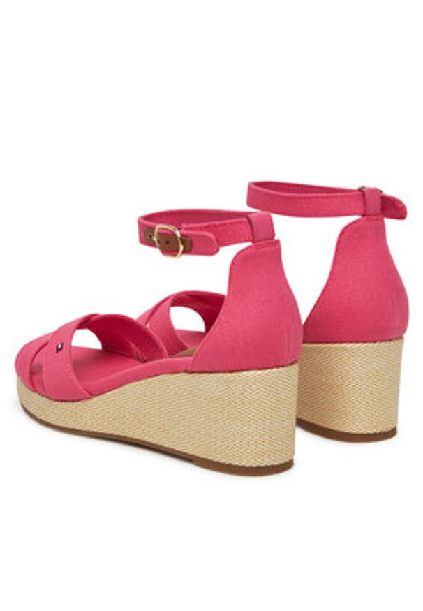 TOMMY HILFIGER - Tommy Hilfiger Sandały Flag Criss-Cros Mid Wedge Espad FW0FW08481 Różowy. Kolor: różowy. Materiał: materiał