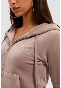 Juicy Couture - JUICY COUTURE Ciemno-beżowa bluza damska Robertson Hoodie, Rozmiar M. Okazja: na co dzień. Kolor: beżowy. Materiał: materiał. Styl: casual, klasyczny #5