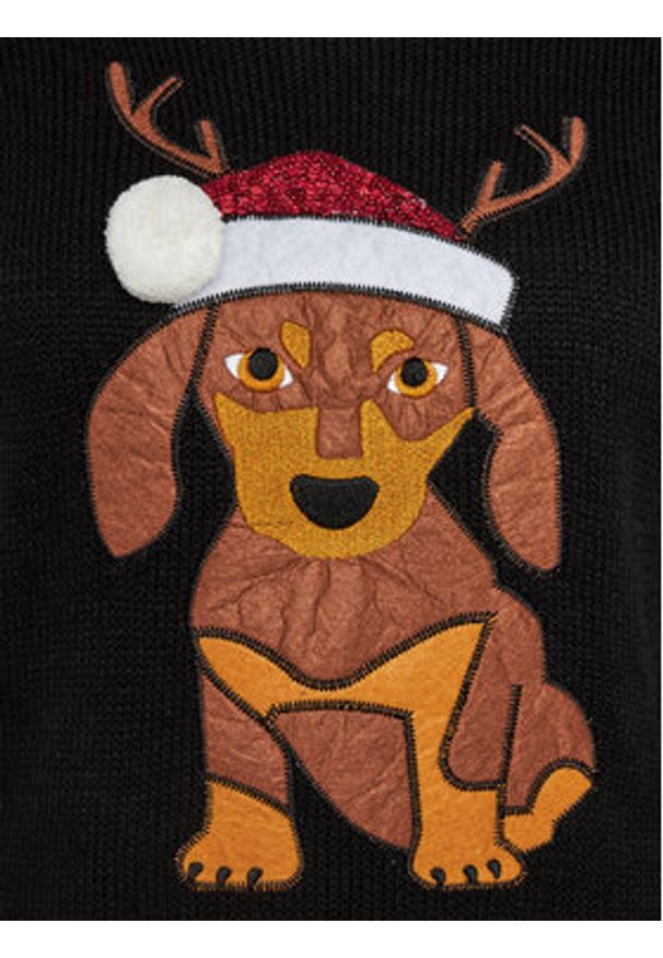 Brave Soul Sweter LKX-230XMASDOG Czarny Regular Fit. Kolor: czarny. Materiał: wiskoza