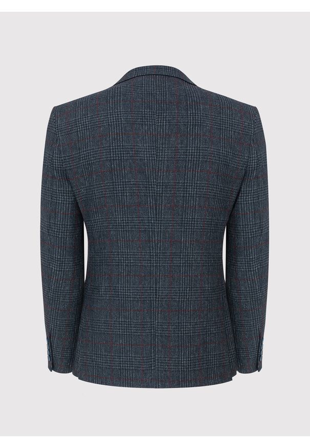 Pako Lorente - PAKO LORENTE – Granatowa marynarka casualowa w bordową kratę. Okazja: na co dzień. Kolor: czerwony, niebieski, wielokolorowy. Materiał: wełna, jeans. Styl: casual