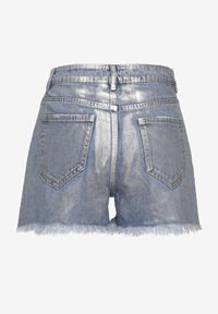 Born2be - Niebieskie Bawełniane Szorty Jeansowe z Wysokim Stanem Galagia. Stan: podwyższony. Kolor: niebieski. Materiał: bawełna, jeans. Styl: sportowy, elegancki, klasyczny #3