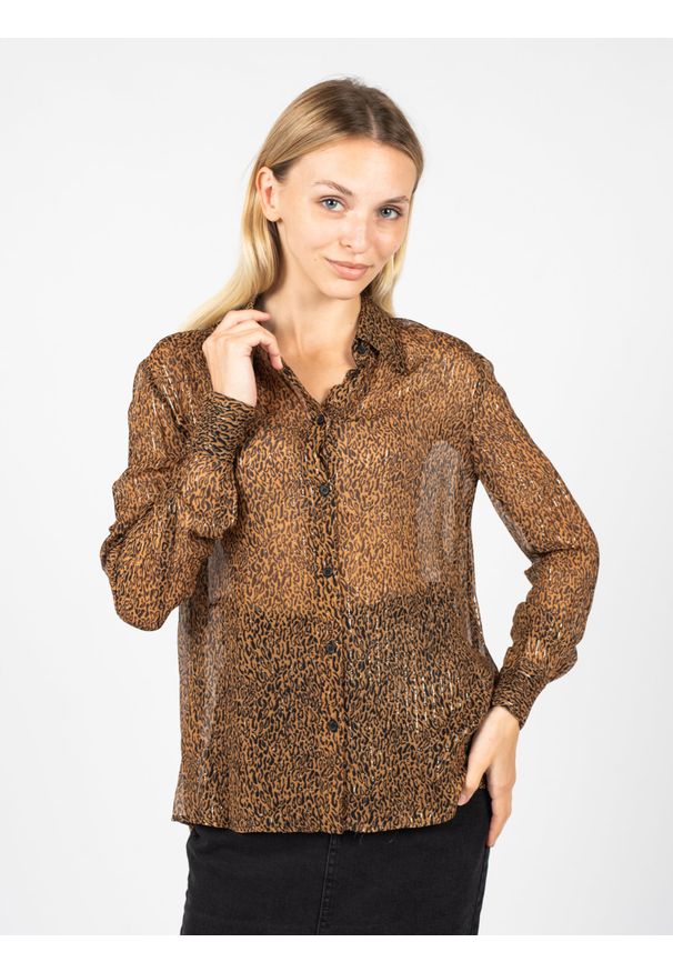 Pinko Koszula "Smorzare 28" | 1N13D4 Y89X | Smorzare Camicia | Kobieta | Czarny, Brązowy. Okazja: na co dzień. Kolor: czarny, brązowy, wielokolorowy. Materiał: wiskoza. Długość rękawa: długi rękaw. Długość: długie. Wzór: aplikacja. Styl: casual