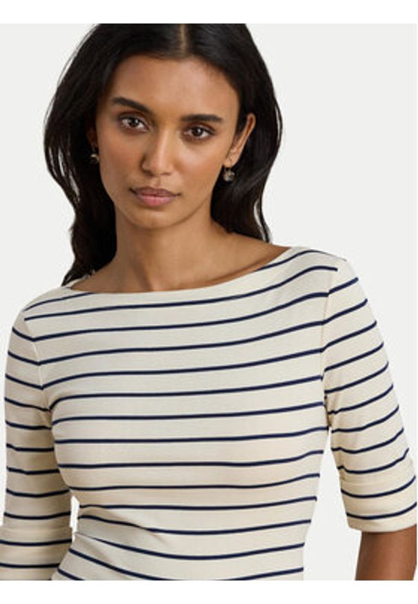 Lauren Ralph Lauren - LAUREN RALPH LAUREN Bluzka 200P03723002 Beżowy Slim Fit. Kolor: beżowy. Materiał: bawełna