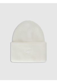 4f - 4F Czapka zimowa uniseks - biała Uniwersalny. Kolor: biały. Materiał: wiskoza, skóra, syntetyk, materiał. Sezon: zima. Styl: casual, klasyczny #1