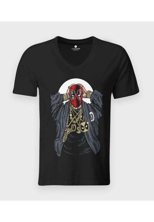 MegaKoszulki - Koszulka męska v-neck Rapper Deadpool. Materiał: skóra, bawełna, materiał. Styl: klasyczny