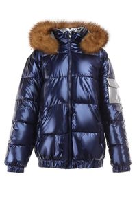 Born2be - Granatowa Kurtka Barbedeia. Kolor: niebieski. Materiał: futro. Wzór: aplikacja #6