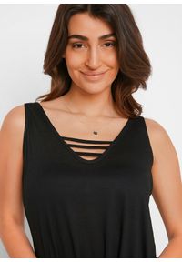 bonprix - Prześwitująca sukienka plażowa. Okazja: na plażę. Typ kołnierza: dekolt w serek. Kolor: czarny. Długość rękawa: na ramiączkach #2