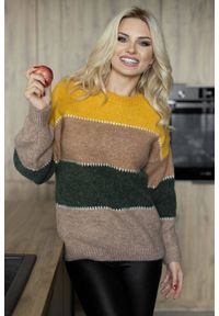 PeeKaBoo - Mięciutki wełniany sweter w kolorowe paski. Materiał: wełna. Wzór: paski, kolorowy. Styl: elegancki #2