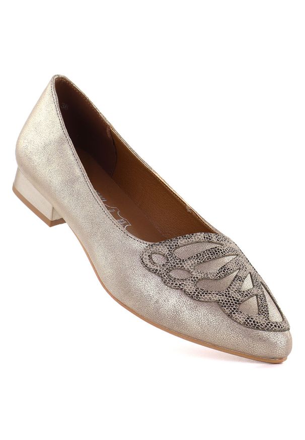 Półbuty damskie złote M.Daszyński SA201A-2. Kolor: złoty. Materiał: skóra ekologiczna. Styl: elegancki