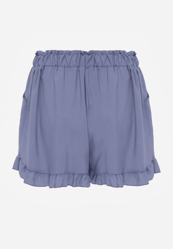 Renee - Jasnoniebieskie Szorty Agathima. Okazja: na co dzień. Kolor: niebieski. Materiał: wiskoza, materiał. Długość: krótkie. Wzór: nadruk, aplikacja, gładki. Styl: elegancki, casual