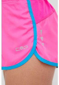 CMP szorty do biegania damskie kolor różowy z aplikacją medium waist. Kolor: różowy. Wzór: aplikacja
