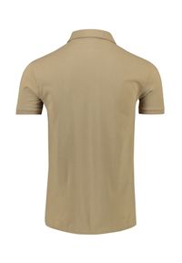 Ralph Lauren - RALPH LAUREN - Beżowa koszulka polo z haftowanym logo Slim Fit. Typ kołnierza: polo. Kolor: beżowy. Materiał: mesh, bawełna, dzianina. Długość: długie. Wzór: haft