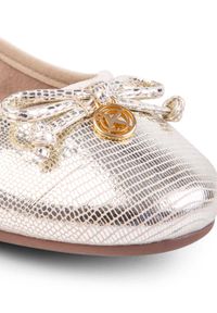 Kazar - Złote baleriny damskie. Kolor: złoty. Materiał: skóra. Wzór: aplikacja #6