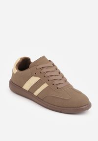 Renee - Jasnobrązowe Casualowe Sneakersy na Płaskiej Podeszwie z Paskami Jereria. Okazja: na co dzień. Zapięcie: pasek. Kolor: beżowy. Materiał: jeans. Obcas: na płaskiej podeszwie #8