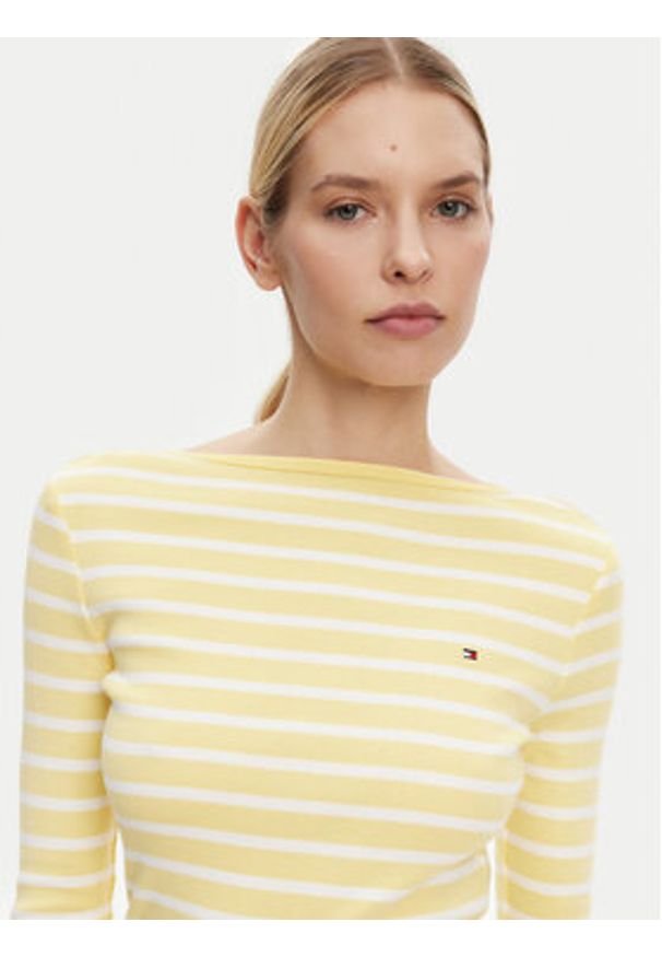 TOMMY HILFIGER - Tommy Hilfiger Bluzka New Cody WW0WW40589 Żółty Slim Fit. Kolor: żółty. Materiał: bawełna