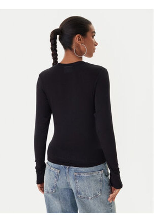 Juicy Couture Bluzka Slub JCWCT225312 Czarny Slim Fit. Kolor: czarny. Materiał: wiskoza