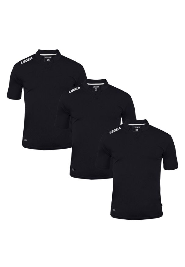 LEGEA - 3 Koszulki piłkarskie AJACCIO czarne. Kolor: czarny. Długość rękawa: krótki rękaw. Długość: krótkie. Wzór: haft. Sport: piłka nożna