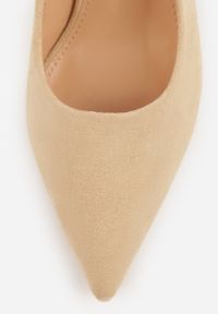 Born2be - Beżowe Sandały na Szpilce z Odkrytą Piętą Nevilianae. Okazja: na co dzień. Zapięcie: sprzączka. Kolor: beżowy. Materiał: jeans. Obcas: na szpilce. Styl: casual, klasyczny #6