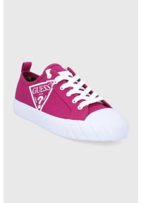 Guess Tenisówki damskie kolor różowy. Nosek buta: okrągły. Zapięcie: sznurówki. Kolor: różowy. Materiał: guma