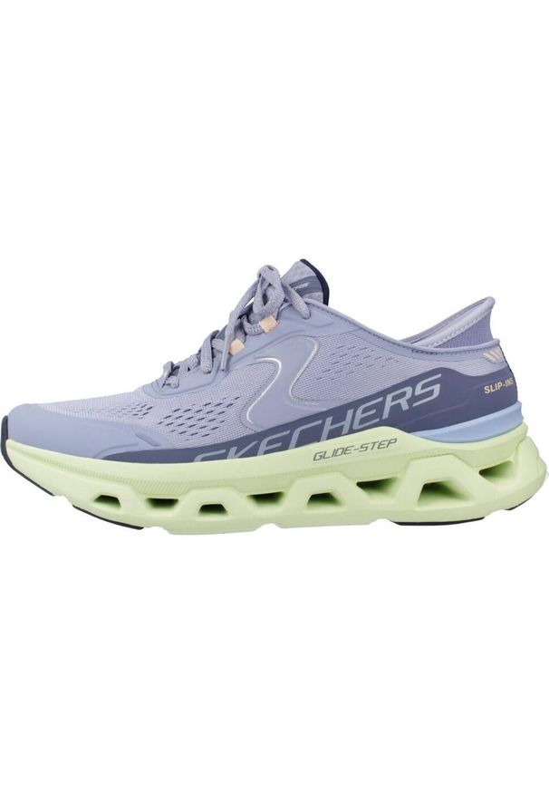 skechers - Buty do biegania damskie Skechers Blmt Glide Step. Kolor: fioletowy, niebieski. Materiał: syntetyk, materiał. Szerokość cholewki: normalna