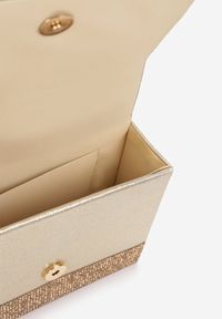 Born2be - Złota Torebka Kopertówka z Klapką i Cyrkoniami Kanima. Kolor: złoty. Wzór: aplikacja. Styl: wizytowy, elegancki #3