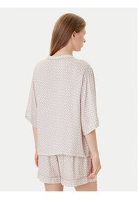 BOSS Koszulka piżamowa Sateen 50545615 Beżowy Relaxed Fit. Kolor: beżowy. Materiał: wiskoza