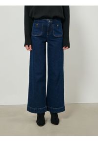 Sinsay - Jeansy wide leg - niebieski. Kolor: niebieski
