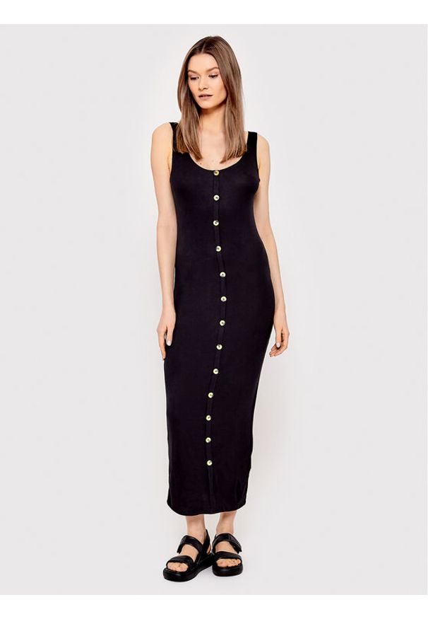 Brave Soul Sukienka codzienna LDRJ-36EMILY Czarny Slim Fit. Okazja: na co dzień. Kolor: czarny. Materiał: wiskoza. Typ sukienki: proste. Styl: casual