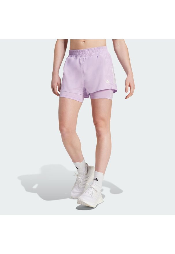 Adidas - Szorty Own the Run Climacool 2-in-1. Kolor: różowy. Technologia: ClimaCool (Adidas). Sport: bieganie