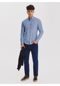 Pako Lorente - PAKO LORENTE – Granatowa koszula w pepitkę. Kolor: niebieski. Materiał: bawełna. Długość rękawa: długi rękaw. Długość: długie #10