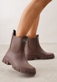 Born2be - Brązowe Kalosze o Fasonie Sztybletów z Antypoślizgową Podeszwą Uemaeno. Okazja: na co dzień. Kolor: brązowy. Materiał: jeans. Styl: casual, klasyczny #3