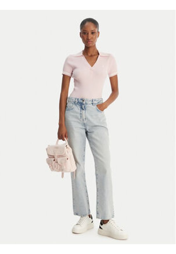 Guess Jeans Polo W6GRZ1 Z3P32 Różowy. Typ kołnierza: polo. Kolor: różowy. Materiał: wiskoza
