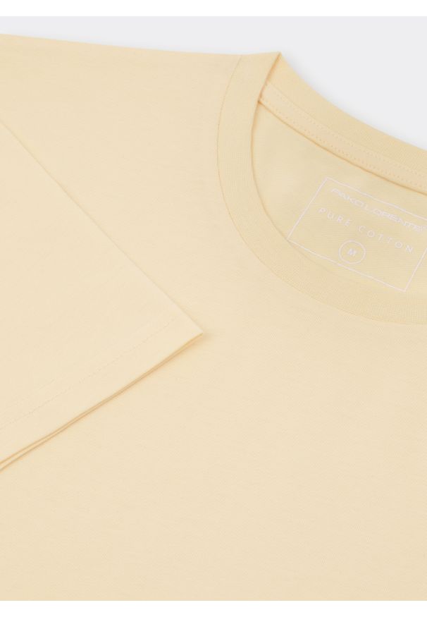 Pako Lorente - PAKO LORENTE – Bawełniany żółty t-shirt. Okazja: na co dzień. Kolor: niebieski, żółty. Materiał: bawełna. Styl: casual