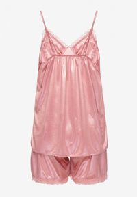 Born2be - Różowy Satynowy Komplet Piżamowy Top na Ramiączkach i Szorty Miladia. Kolekcja: plus size. Kolor: różowy. Materiał: satyna #6